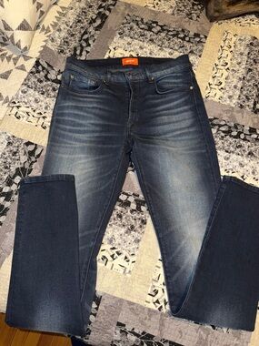 BOSSI slim Straight Men's Jeans in Dark Blue